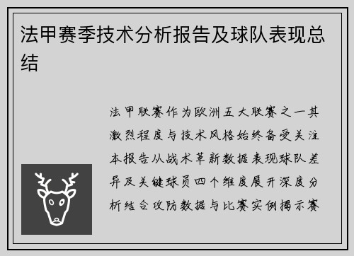 法甲赛季技术分析报告及球队表现总结